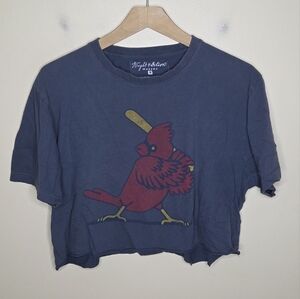 Wright & Ditson | Vintage Gray St. Louis Cardinals Baseball Cropped Tee Medium